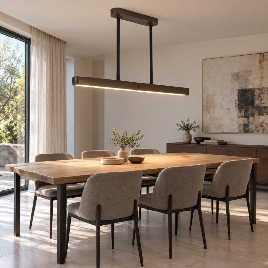 Lampadario a sospensione led 90w 3000k dimmerabile barra grigio spazzolato con sensore apertura motorizzata