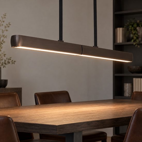 Lampadario a sospensione led 90w 3000k dimmerabile barra grigio spazzolato con sensore apertura motorizzata