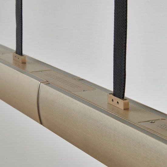 Lampadario a sospensione lineare champagne per soggiorno led 90w 3000k sensore apertura elettronica