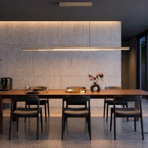 Lampadario barra champagne per soggiorno led 80w cct 2700k 5000k apertura motorizzata con sensore