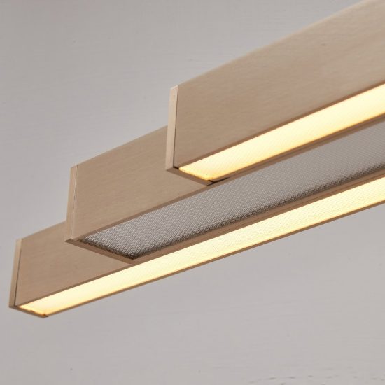 Lampadario barra champagne per soggiorno led 80w cct 2700k 5000k apertura motorizzata con sensore