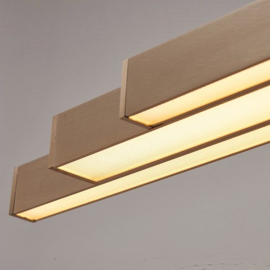 Lampadario barra champagne per soggiorno led 80w cct 2700k 5000k apertura motorizzata con sensore