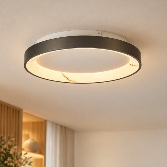 Plafoniera led 28w cct 2700k 5000k dimmerabile con telecomando tonda grigio scuro