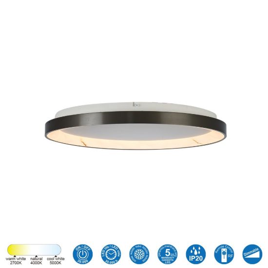 Plafoniera led 38w cct 2700k 5000k dimmerabile con telecomando grigio scuro