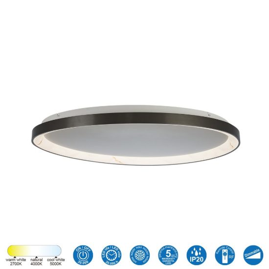 Plafoniera led 58w cct 2700k 5000k 78cm dimmerabile con telecomando grigio scuro