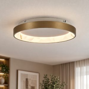 Plafoniera led 28w cct 2700k 5000k 38cm dimmerabile con telecomando champagne