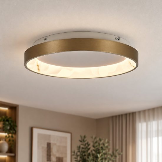Plafoniera led 28w cct 2700k 5000k 38cm dimmerabile con telecomando champagne