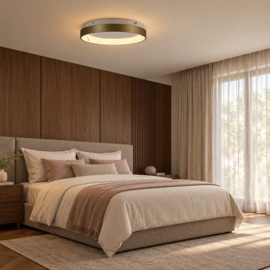 Plafoniera led 28w cct 2700k 5000k 38cm dimmerabile con telecomando champagne