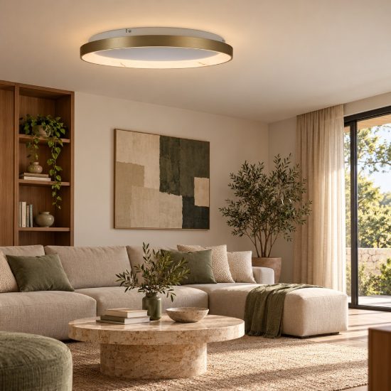Plafoniera led 38w cct 2700k 5000k 58cm dimmerabile con telecomando champagne