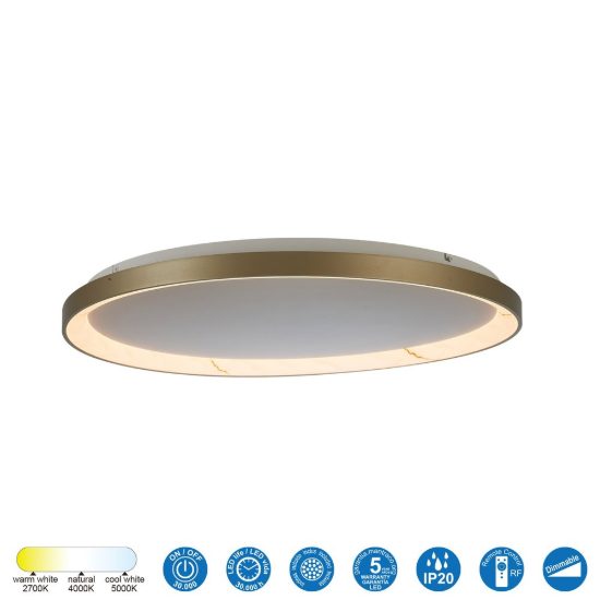 Plafoniera led 58w cct 2700k 5000k dimmerabile con telecomando champagne