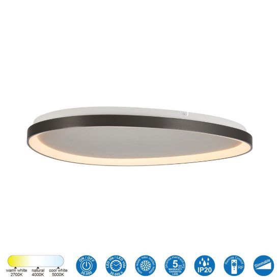 Plafoniera led 58w cct 2700k 5000k dimmerabile con telecomando grigio scuro