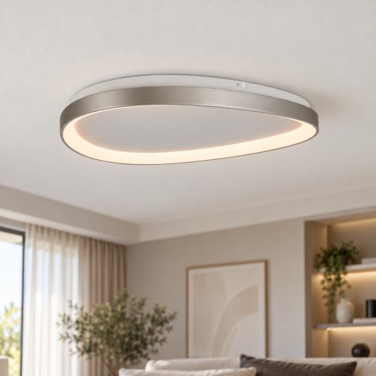 Plafoniera led 38w cct 2700k 5000k 62cm dimmerabile con telecomando argento