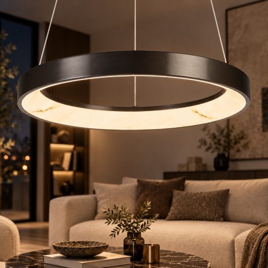 Lampadario a sospensione led 28w cct 2700k 5000k dimmerabile con telecomando grigio scuro per sala da pranzo