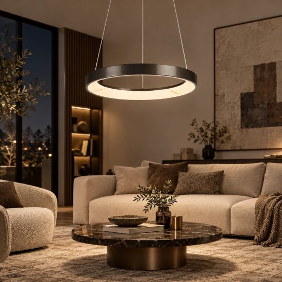 Lampadario a sospensione led 28w cct 2700k 5000k dimmerabile con telecomando grigio scuro per sala da pranzo