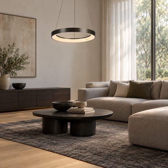 Lampadario a sospensione led 28w cct 2700k 5000k dimmerabile con telecomando grigio scuro per sala da pranzo