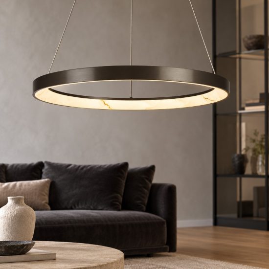 Lampadario a sospensione led 38w cct 2700k 5000k dimmerabile con telecomando grigio scuro per sala da pranzo
