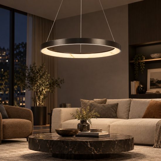 Lampadario a sospensione led 38w cct 2700k 5000k dimmerabile con telecomando grigio scuro per sala da pranzo
