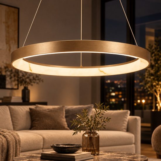 Lampadario a sospensione led 38w cct 2700k 5000k dimmerabile champagne per soggiorno
