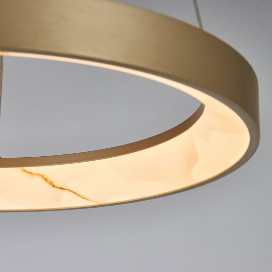 Lampadario a sospensione led 28w cct 2700k 5000k dimmerabile con telecomando champagne per soggiorno