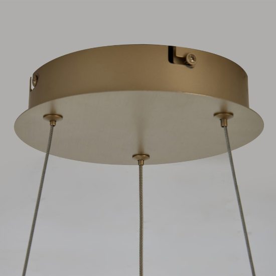 Lampadario a sospensione led 28w cct 2700k 5000k dimmerabile con telecomando champagne per soggiorno