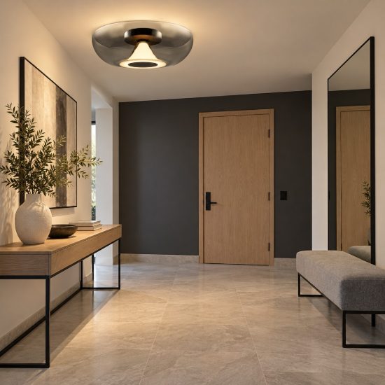 Plafoniera design moderna per ingresso nera vetro led 13w 3000k 40cm