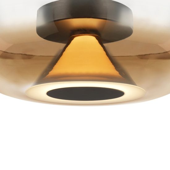 Plafoniera design moderna tonda caffe vetro led 13w 3000k 40cm