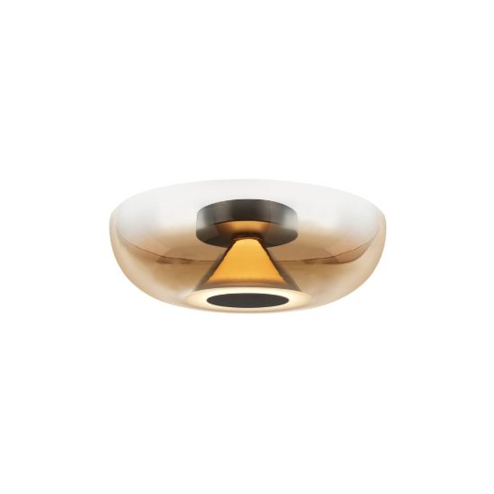 Plafoniera design moderna tonda caffe vetro led 13w 3000k 40cm