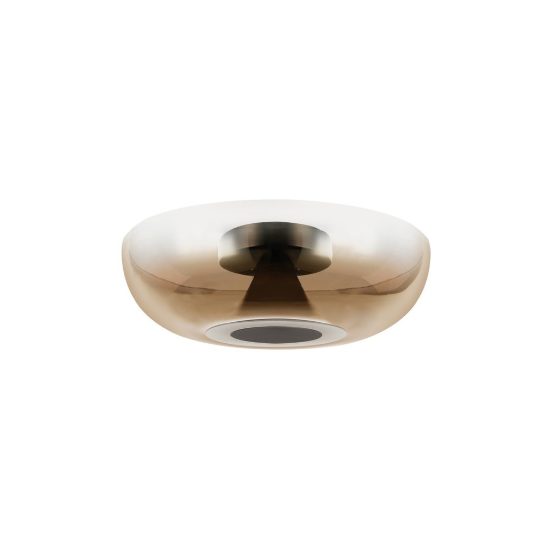 Plafoniera design moderna tonda caffe vetro led 13w 3000k 40cm