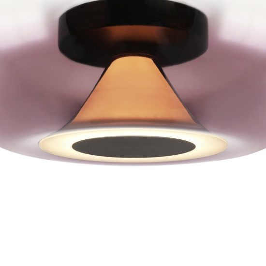 Plafoniera design moderna rotonda porpora vetro led 13w 3000k 40cm per camera da letto
