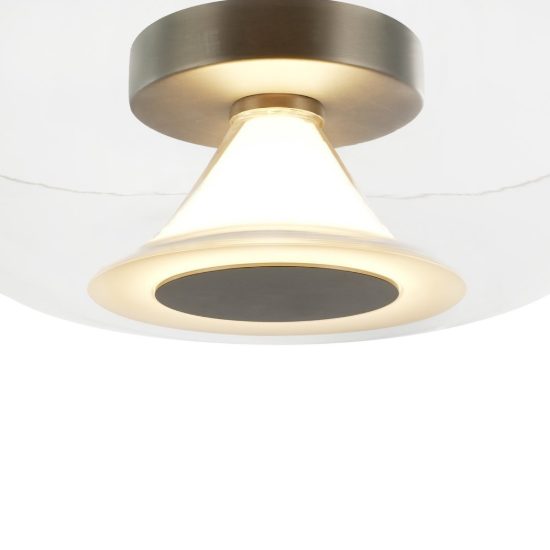 Plafoniera 40cm design moderna nichel vetro trasparente led 13w 3000k