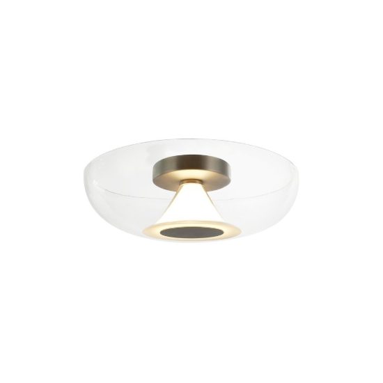 Plafoniera 40cm design moderna nichel vetro trasparente led 13w 3000k