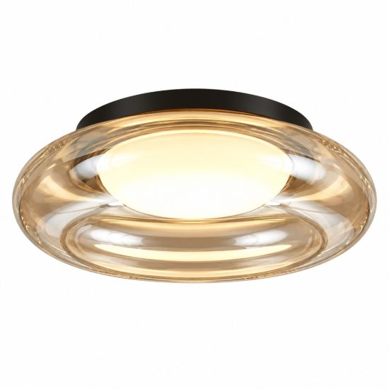 Plafoniera tonda vetro bronzo led 30w 3000k 40cm design moderna