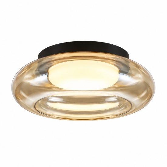 Plafoniera design moderna tonda bronzo vetro led 20w 3000k 32cm