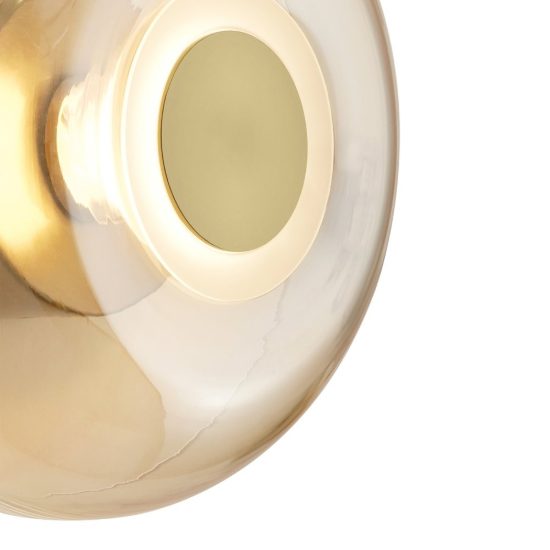Applique oro vetro tonda design moderna per soggiorno led 5w 3000k 18cm