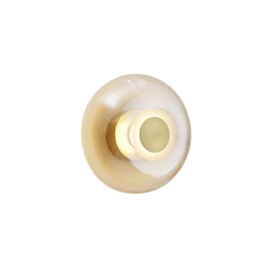 Applique oro vetro tonda design moderna per soggiorno led 5w 3000k 18cm