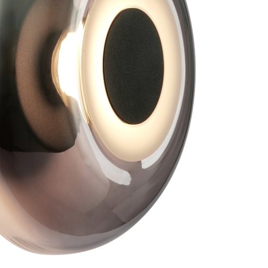 Applique per salotto nero vetro led 5w 3000k 18cm tonda design moderna