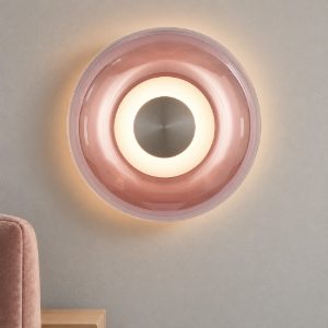 Applique tonda design moderna porpora vetro per sala da pranzo led 5w 3000k 18cm