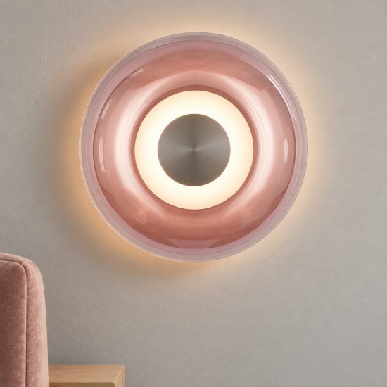 Applique tonda design moderna porpora vetro per sala da pranzo led 5w 3000k 18cm