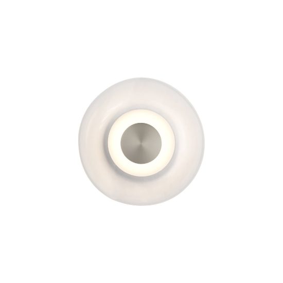 Applique nichel vetro tonda design moderna per sala da pranzo led 5w 3000k 18cm