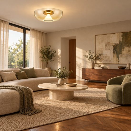 Plafoniera oro vetro led 9w 3000k 25cm design moderna