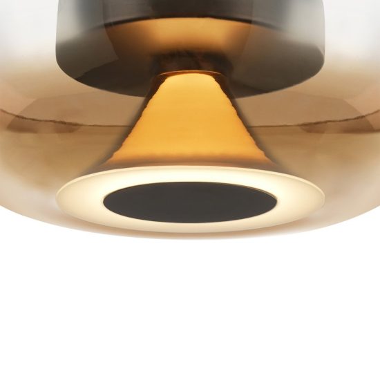 Plafoniera design moderna caffè vetro led 9w 3000k 25cm per ingresso