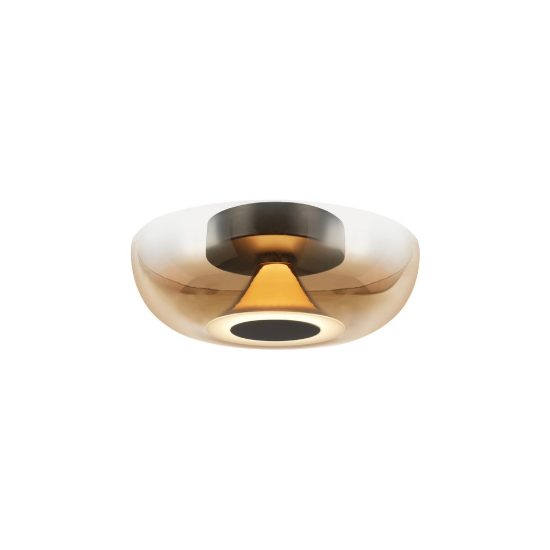 Plafoniera design moderna caffè vetro led 9w 3000k 25cm per ingresso