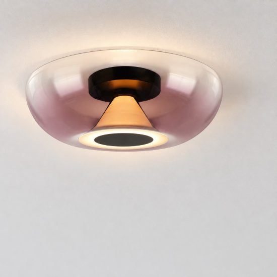 Plafoniera design moderna porpora vetro led 9w 3000k 25cm per ingresso