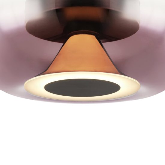 Plafoniera design moderna porpora vetro led 9w 3000k 25cm per ingresso