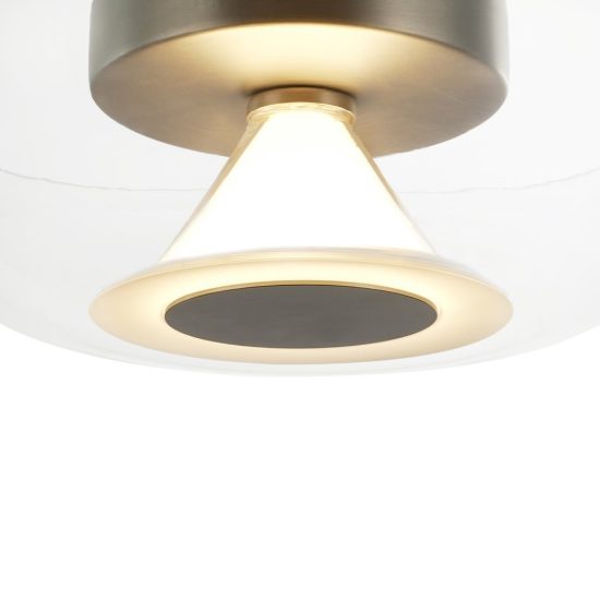 Plafoniera tonda design moderna nichel satinato vetro led 9w 3000k 25cm