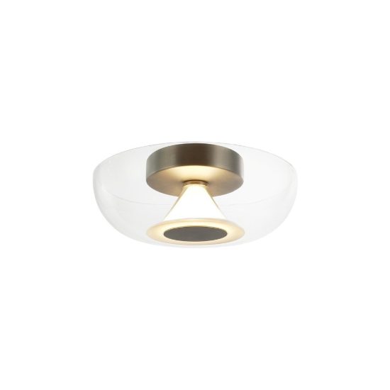 Plafoniera tonda design moderna nichel satinato vetro led 9w 3000k 25cm