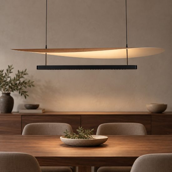 Lampadario led 48w cct 2700k 5700k dimmerabile con telecomando a sospensione per salotto faggio nero