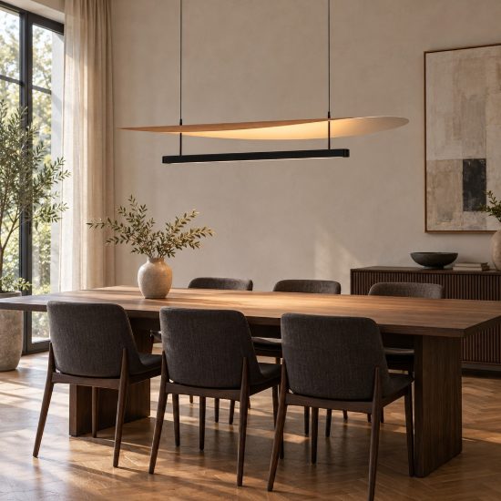 Lampadario led 48w cct 2700k 5700k dimmerabile con telecomando a sospensione per salotto faggio nero