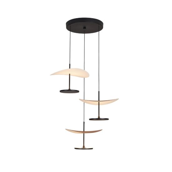 Lampadario led 32w cct 2700k 5700k 3 luci dimmerabile a sospensione per salotto faggio nero