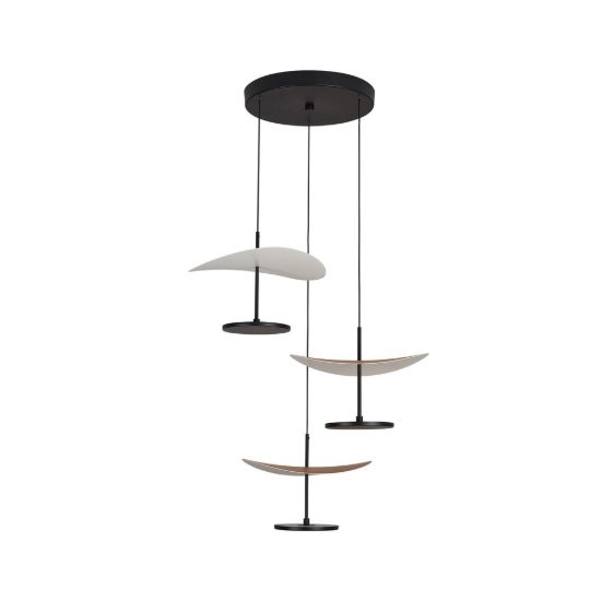 Lampadario led 32w cct 2700k 5700k 3 luci dimmerabile a sospensione per salotto faggio nero